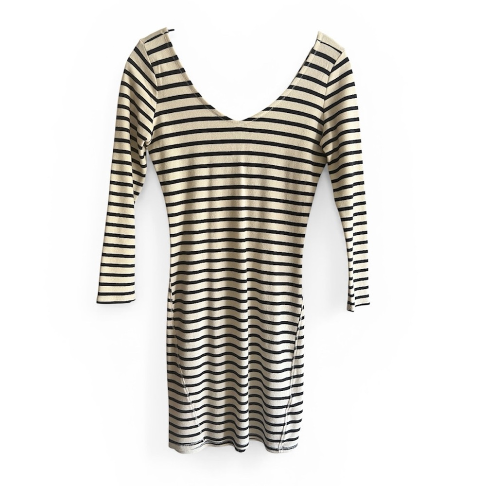 Abercrombie Striped Scoop Neck Bodycon Dress - Navy & Cream